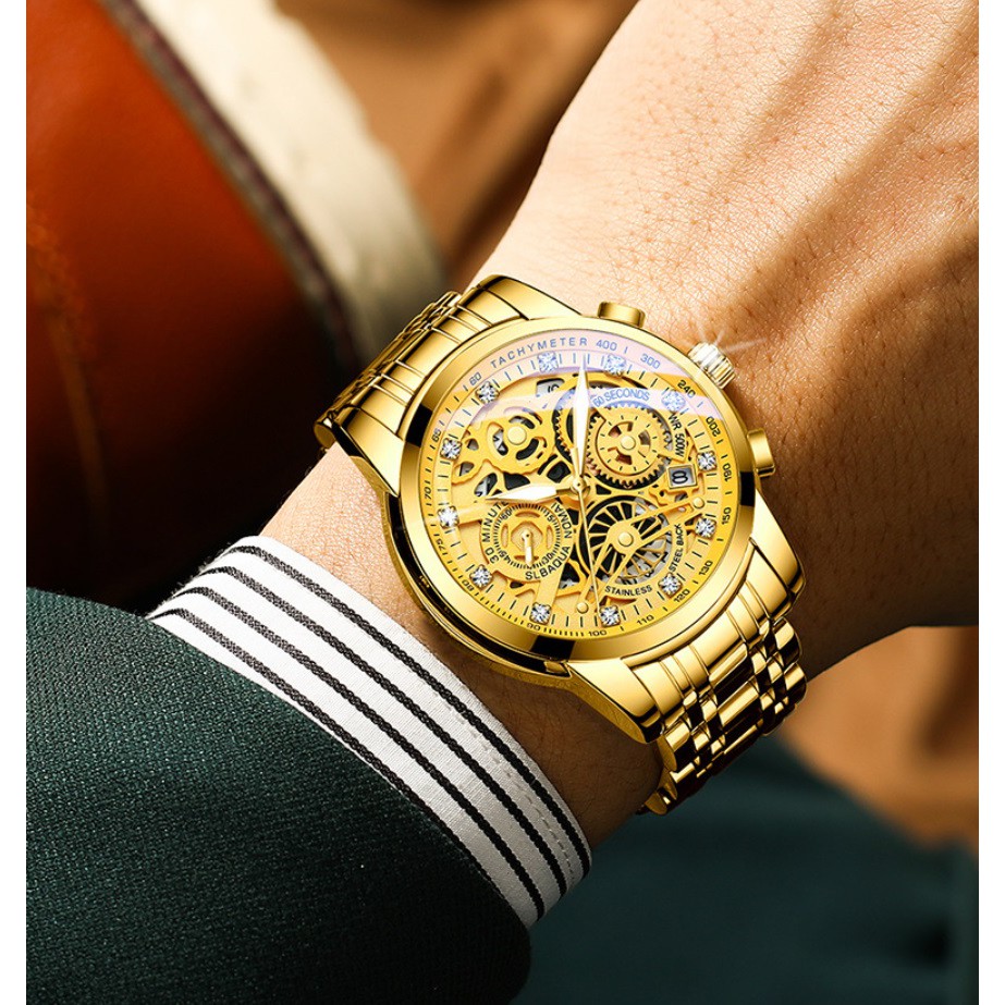 Đồng hồ nam dây thép giả cơ siêu đẹp RZY068