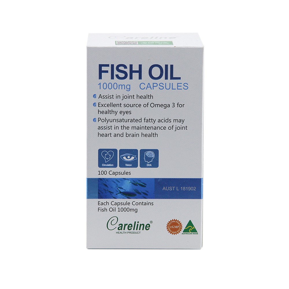 Viên Uống Dầu Cá Hồi Bổ Sung Omega-3 Tăng Cường Sức Khoẻ Careline Fish Oil (Salmon Oil) 100 viên