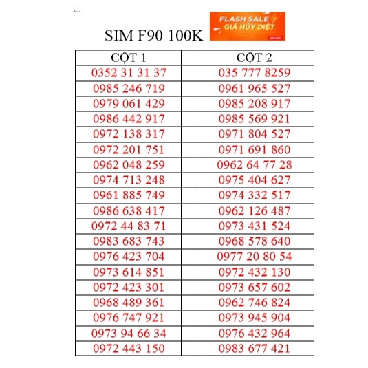 SIM VIETTEL F90 ĐẦU 09 GIÁ RẺ SALE SẬP SÀN