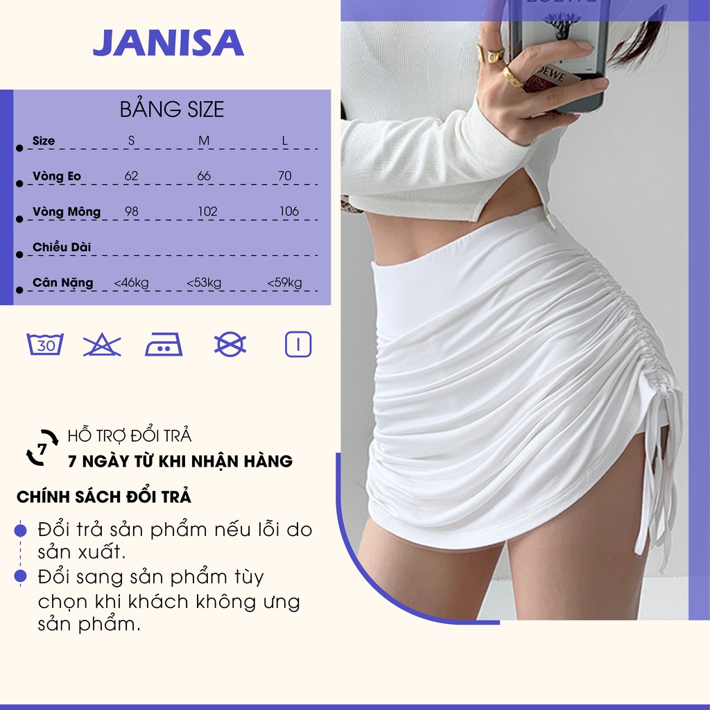 Chân váy ngắn ulzzang xếp ly rút dây ôm body lưng cao JANISA CV16 | BigBuy360 - bigbuy360.vn