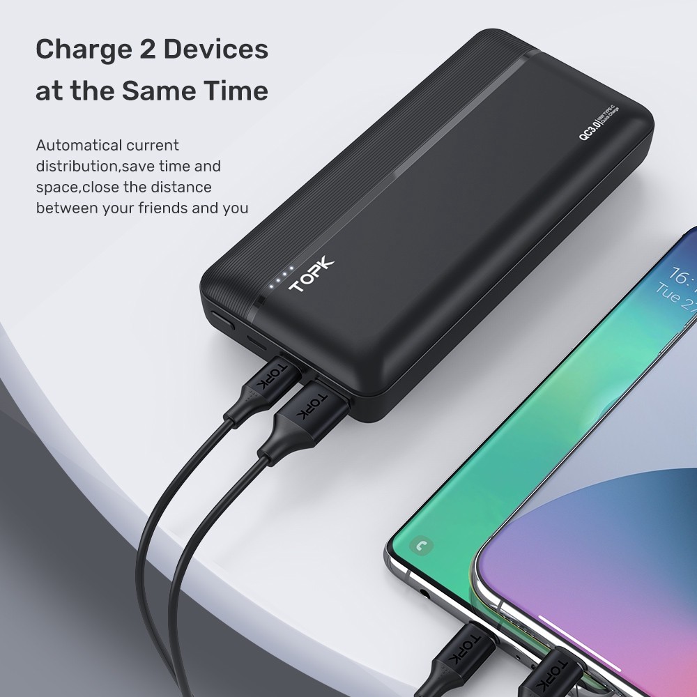 (Tặng Cáp) Pin Sạc Dự Phòng Topk I2015P - 20.000mAh Sạc Nhanh 18w PD + QC 3.0