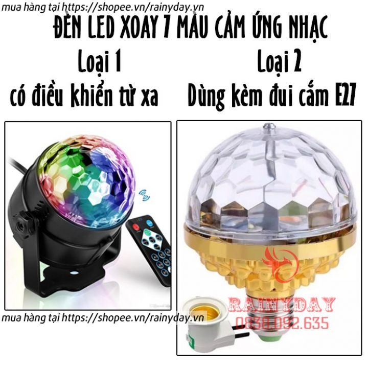 Đèn bay phòng theo nhạc, đèn led chớp nhấp nháy theo nhạc vũ trường quẩy bar sân khấu cầu xoay 7 màu