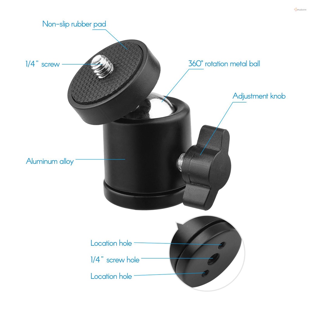 Bộ 2 Đầu Tròn Mini Xoay 360 Độ Gắn Giá Đỡ Thông Dụng Cho Máy Ảnh DSLR ILDC Camera DV Monopod T531