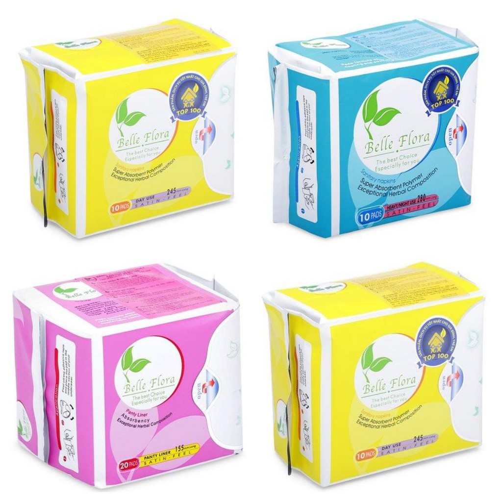 [che tên sp] Băng Vệ Sinh Cotton Bella Flora Ban Ngày, Ban Đêm & Hằng Ngày (10 & 20 Miếng)