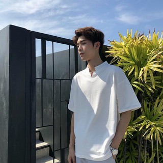 Áo thun nam cổ trụ tim Đen/Trắng