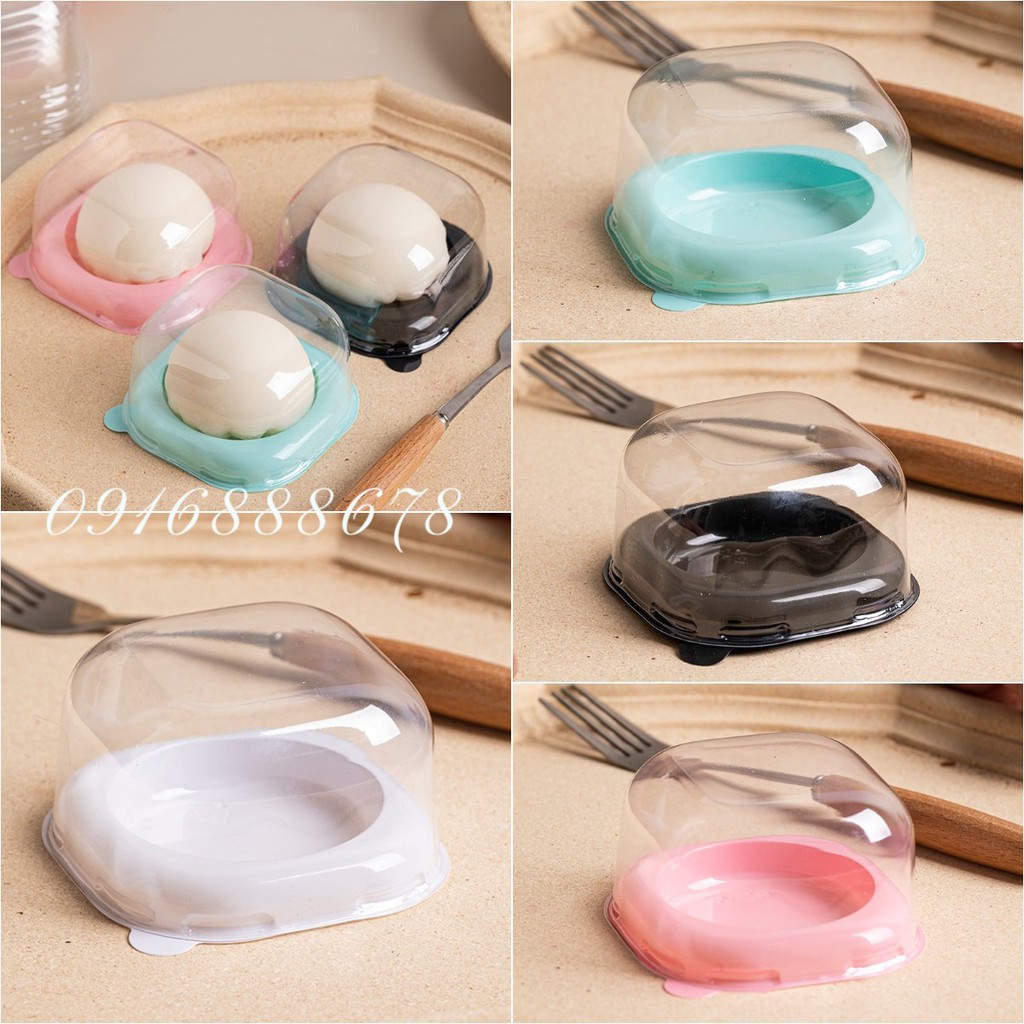 (Set 50) Hộp Nhựa Nắp Bầu Trong 1 Ô Đựng Bánh Trung Thu Đài Loan, Bánh Mochi, Bánh 75-80gr