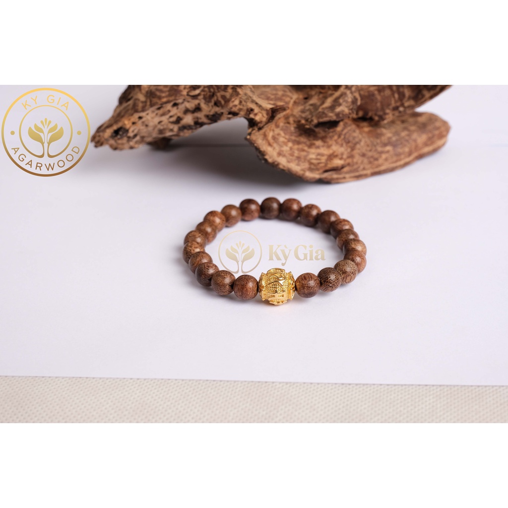 Vòng Tay Trầm Hương Kỳ Gia 21 Hạt 8 Li Phối Charm Phong Thủy Cao Cấp- Sang Trọng
