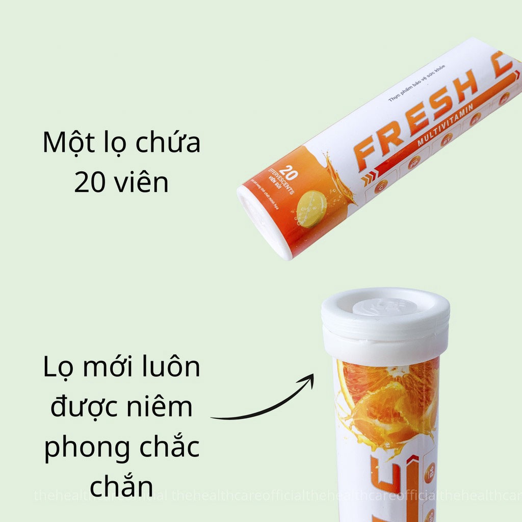 Viên sủi vitamin C Multivitamin Fresh C lọ 20 viên bổ sung vitamin C, tăng cường sức đề kháng