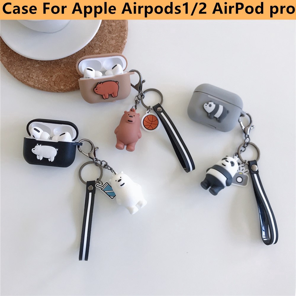 Vỏ bảo vệ hộp đựng tai nghe bluetooth Airpods 1/2/Pro chống sốc có móc khóa hình gấu (có bán lẻ móc khóa)