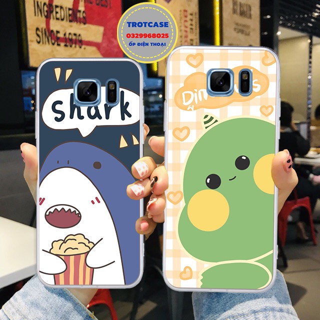 Ốp lưng điện thoại Samsung Note Fe /S6 /S6 edge /S7 / S7 edge - in hình bé shack và bé khủng long xanh cute