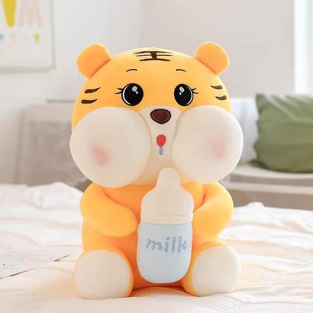 Gấu Bông Hổ Ôm Bình Sữa siêu cute, Thú nhồi bông cao cấp Hổ bú Sữa đáng yêu cho mọi lứa tuổi, Gấu xinh