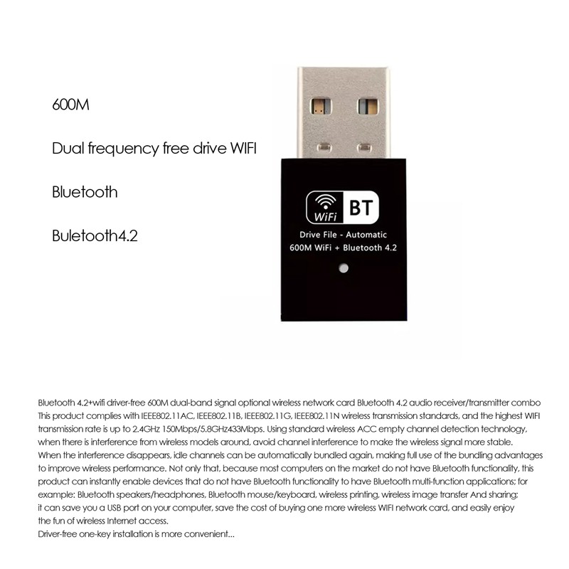 Usb Wifi 600m 2.4g & 5.8g Cho Pc | BigBuy360 - bigbuy360.vn