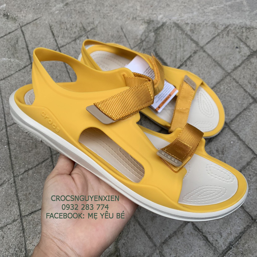 Giày sandal nhựa đi mưa chống hôi chân -Croslite-swiftwater-expedition cho nữ màu vàng