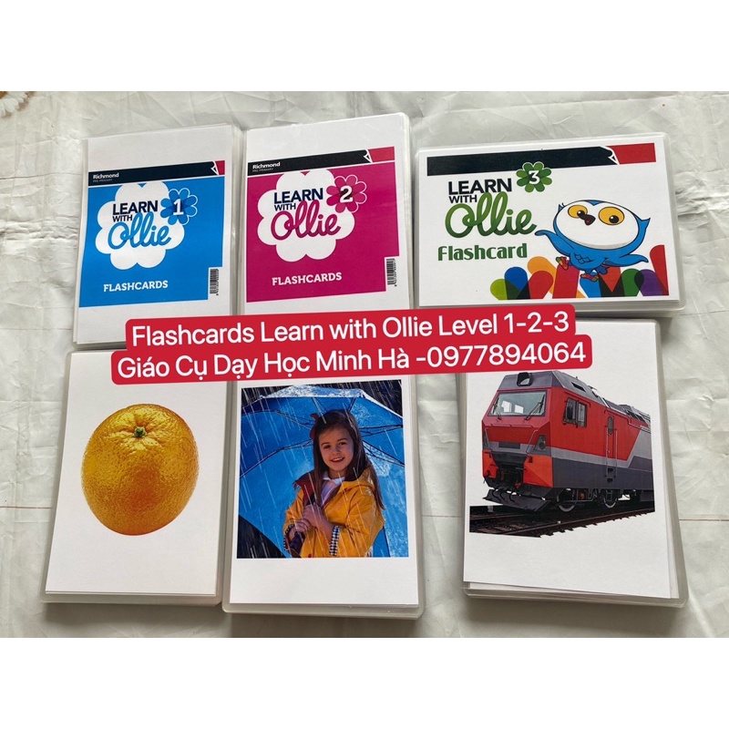 Flashcards  Learn with Ollie Level 1-2-3 thiết kế 2 mặt ép plastics bền đẹp