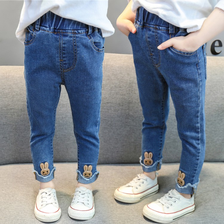 Quần jeans dài phong cách Hàn Quốc xinh xắn cho bé gái