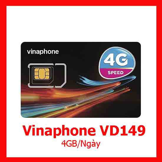 SIM 4G VINA VD149 tặng 120gb/tháng 4GB/NGÀY gọi nội mạng miễn phí+ 200p ngoại mạng