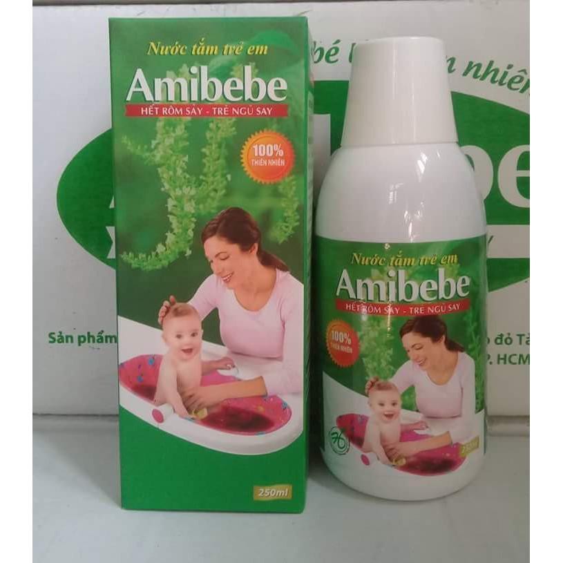 Nước tắm trẻ em Amibebe 250ml TẶNG Túi lọc thảo mộc tắm bé Baby Chick (bịch 2 túi)Sữa tắm
