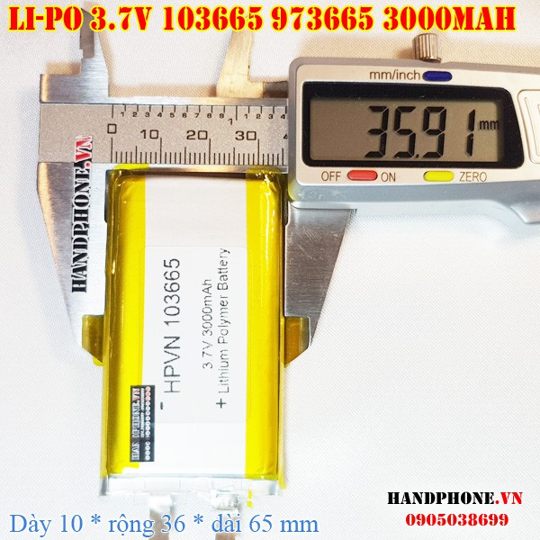 Pin Li-Po 3.7V 3000mAh 103665 973665 (Lithium Polymer) cho Điện Thoại, Loa, Bàn Phím Bluetooth, Camera Hành Trình, khóa