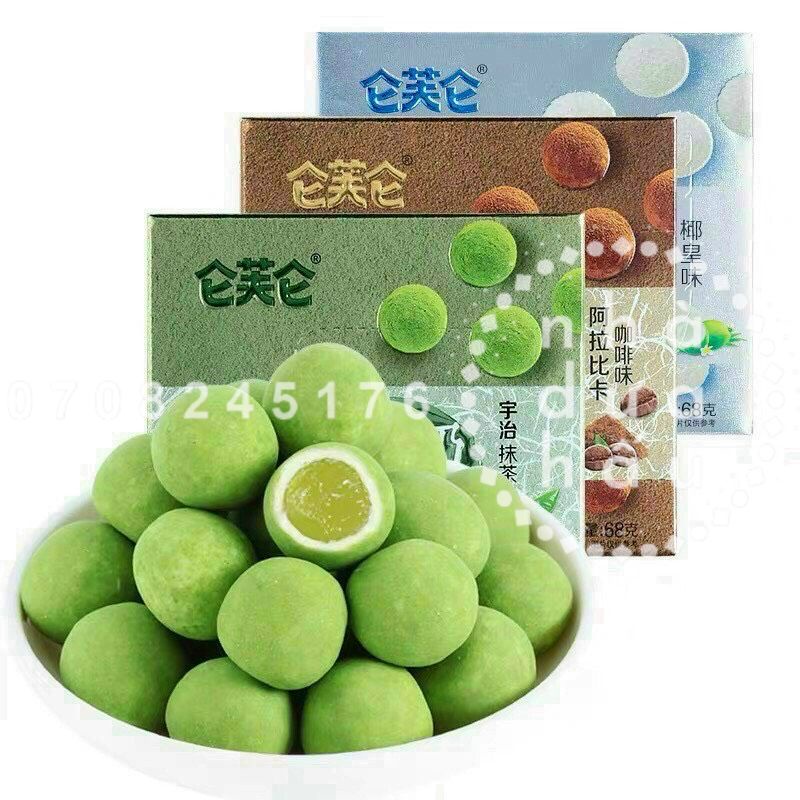Một hộp kẹo trà sữa trân châu 3 vị dừa/ cacao/ matcha Hongkong hộp giấy 68g