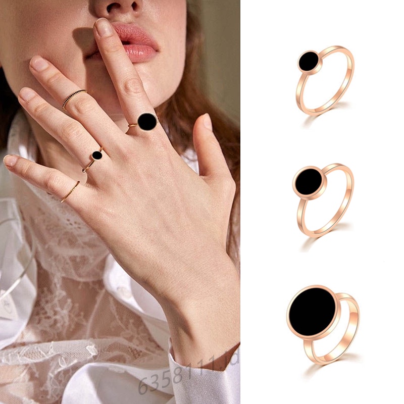 Vòng thép titan Thời trang dành cho Nữ Phiên bản Hàn Quốc Cổ điển Vòng đen bóng Vòng vàng hồng