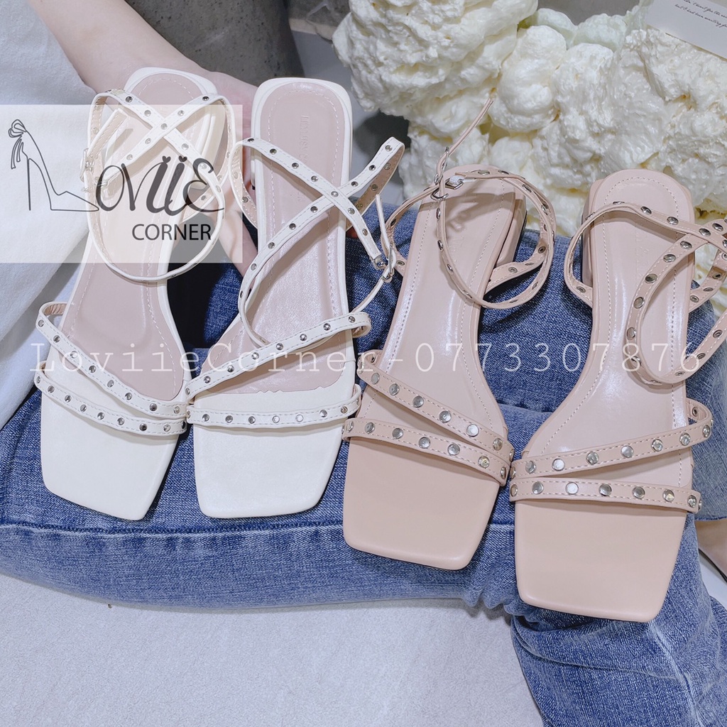 SANDAL NỮ QUAI MẢNH LOVIIECORNER - GIÀY SANDAL QUAI MẢNH XỎ NGÓN ĐẾ VUÔNG THẤP S210324 S220304