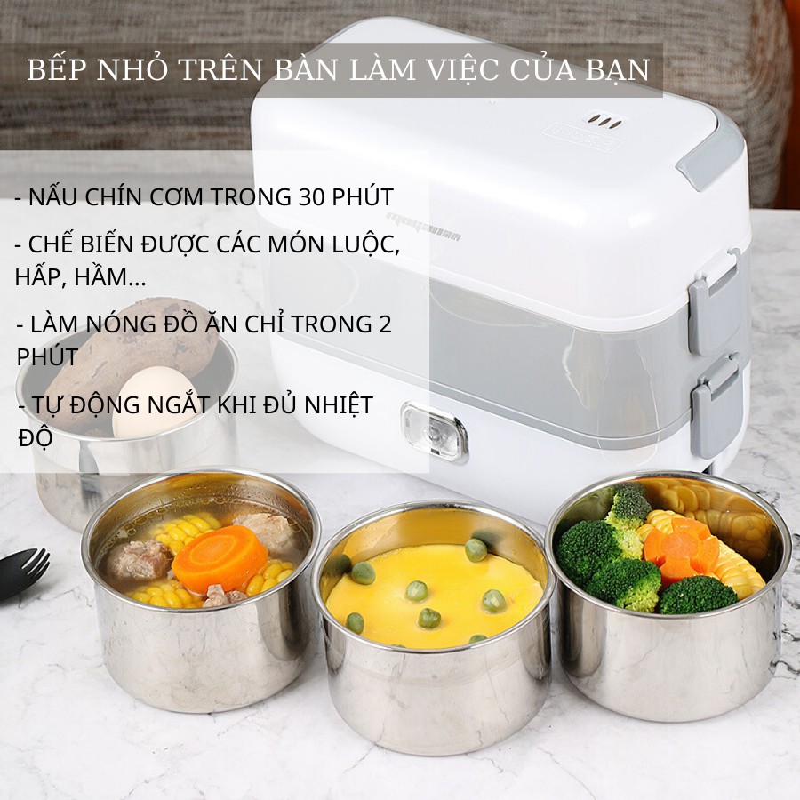 Hộp cơm điện | Nồi nấu mini dân Văn Phòng | Hâm nóng đa năng Inox