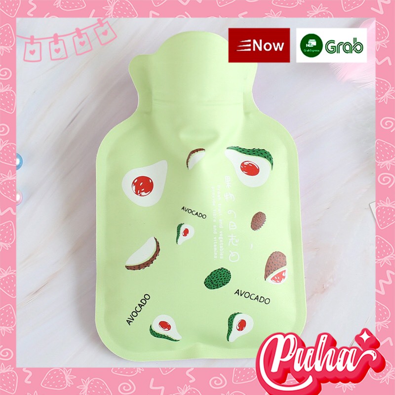 Túi sưởi chườm nóng lạnh giữ nhiệt mini Puha 100ml hình quả bơ.