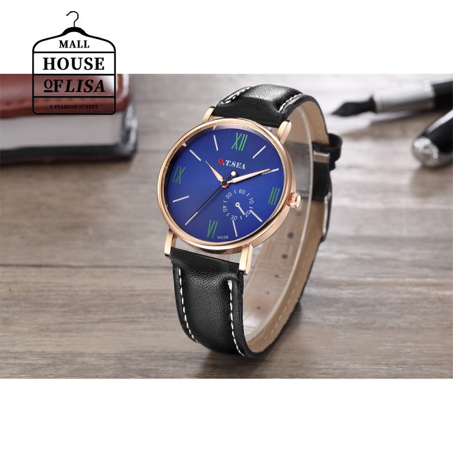 woman leather watch watch 2 Leather Blue Glass Watch Men Sports Quartz Wrist Watches Gifts for Man and Woman