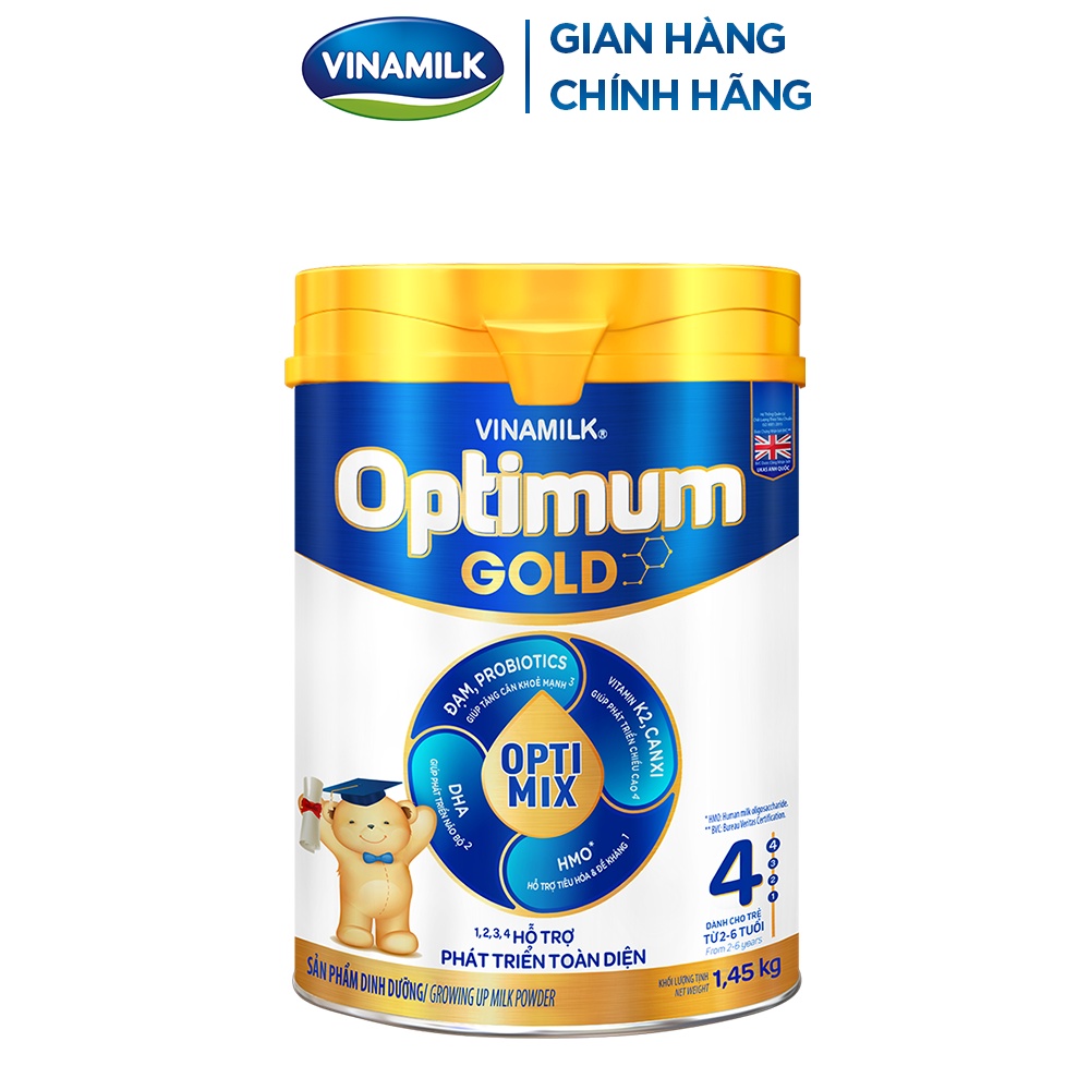 Sữa bột Optimum Gold 4 hộp thiếc 1450g