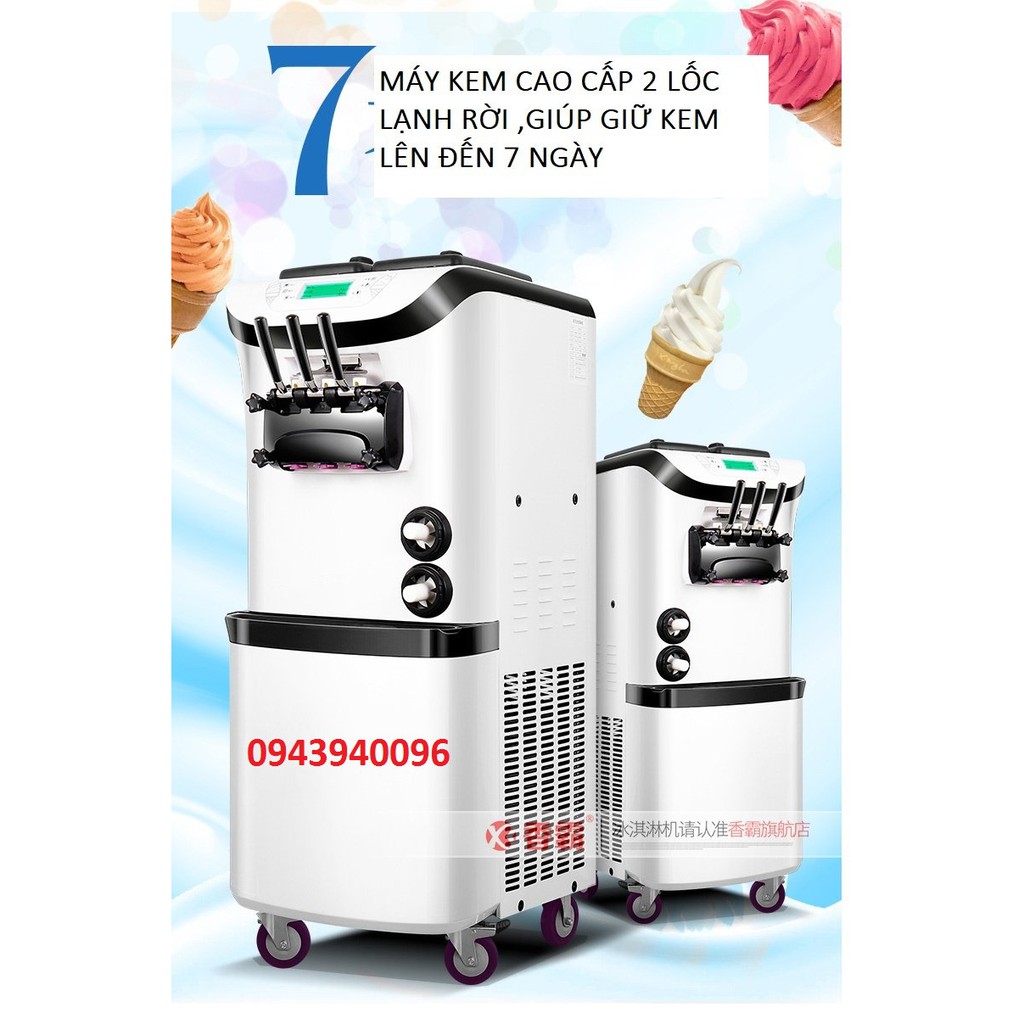 máy làm kem tươi 3 vòi lốc lạnh cao cấp bảo hành 2 năm