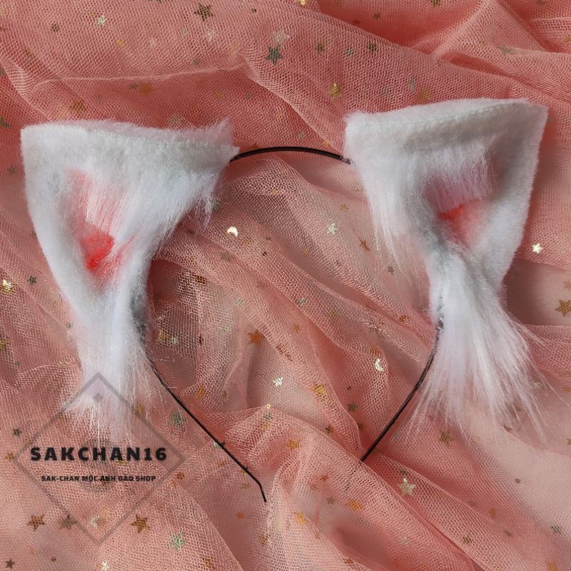 Cài tai mèo cosplay loại đẹp định hình dáng và đuôi mèo cosplay