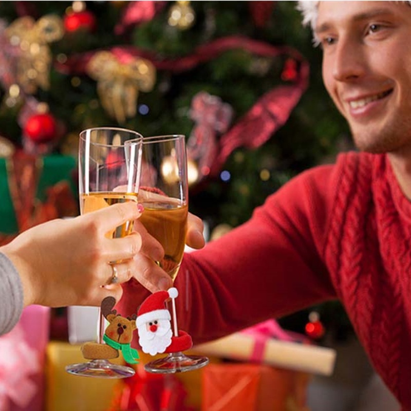 Vỏ bọc ly rượu vang thiết kế Giáng Sinh xinh xắn đáng yêu