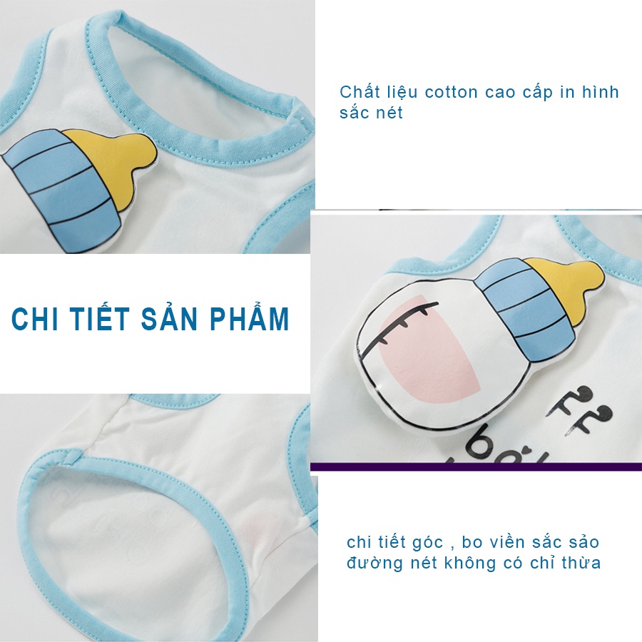 Áo cho chó mùa hè Hipipet chất liệu Spandex cao cấp màu trắng họa tiết 3d bình sữa