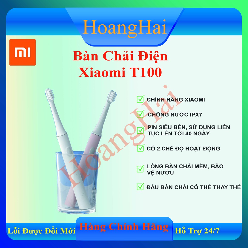 [CHÍNH HÃNG XIAOMI] Bàn chải điện xiaomi Mijia T100 chống nước IPx7 - Pin bền - 2 chế độ hoạt động bảo vệ nướu