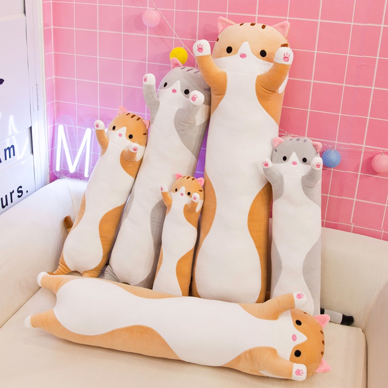 Gối Ôm Dài Hình Mèo Hoạt Hình Dễ Giặt