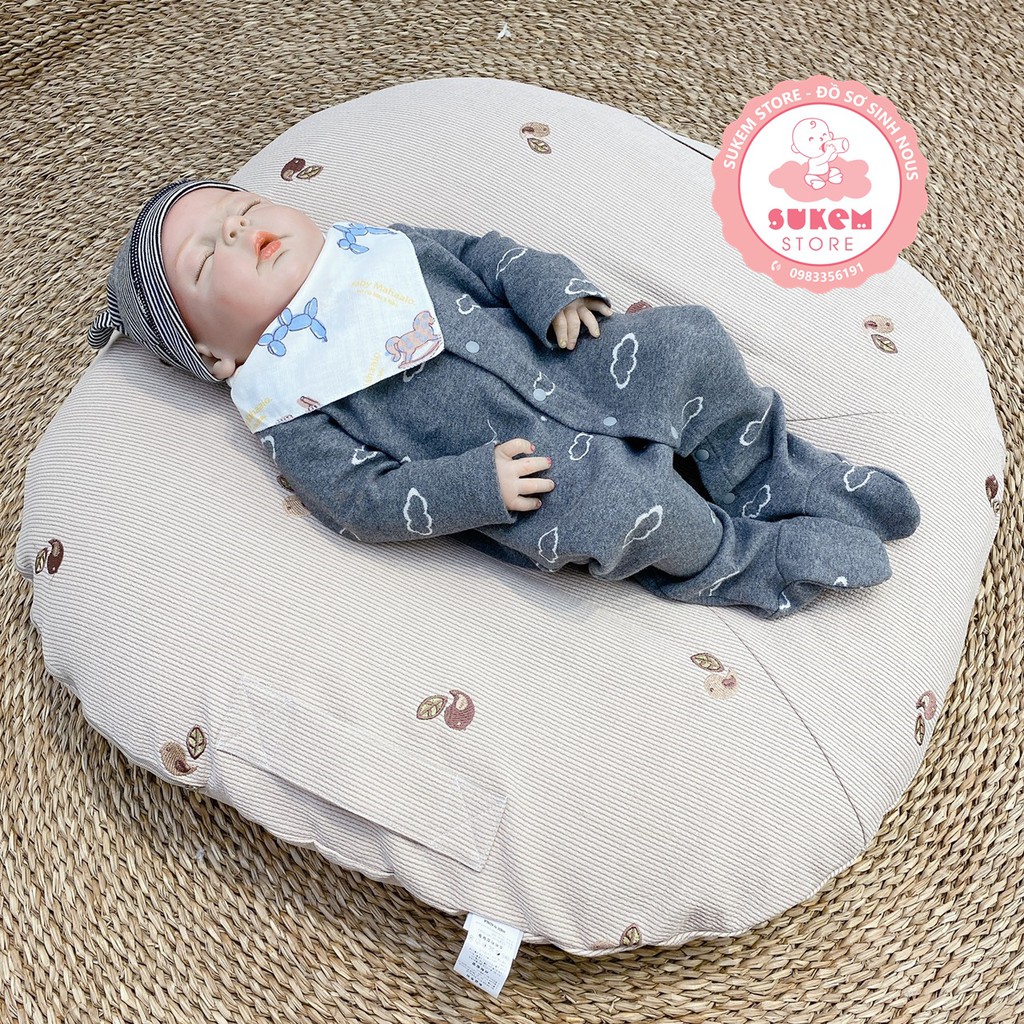 Gối Chống Trào Ngược Emong Thần Thánh Cho Bé 100% Cotton Êm Ái, Không Xẹp Giúp Bé Nằm Ngủ Hay Ăn Sữa Nhiều Giờ