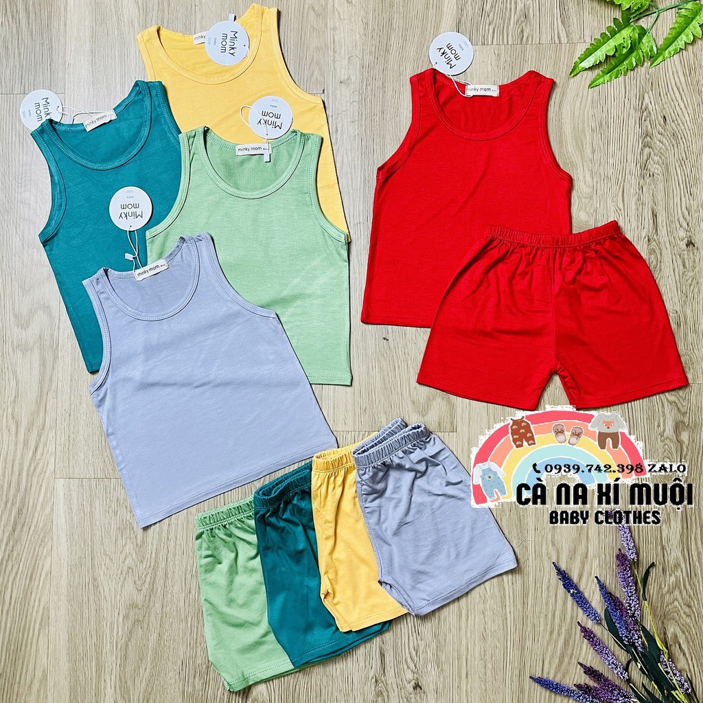 FULLSIZE 7-30KGFREE SHIP Bộ Minky Mom Ba Lỗ Thun Lạnh Cao Cấp Dể Thương Cho Bé Gái Bé Trai, Đủ Màu