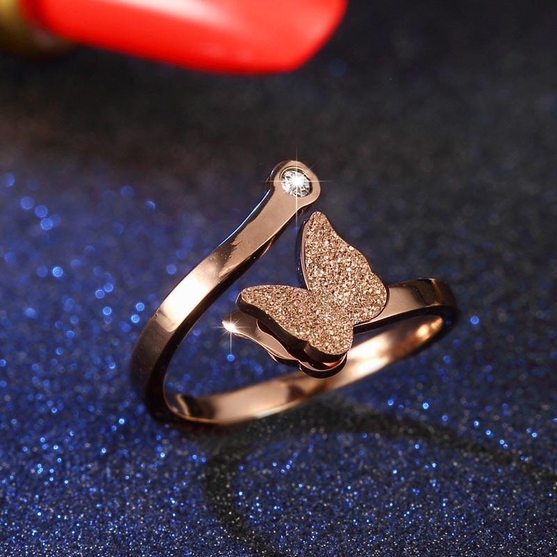 Nhẫn tay thiết kế mở phối mặt bướm thời trang xinh xắn