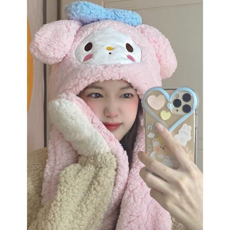 Mũ giữ ấm kuromi, cinnamoroll, melody siêu dễ thương