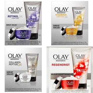   SALE  Set kem dưỡng và sữa rửa mặt Olay Regenerist Retinol 24 +Peptide Moisturizer 48g + Cleanser 150ml 