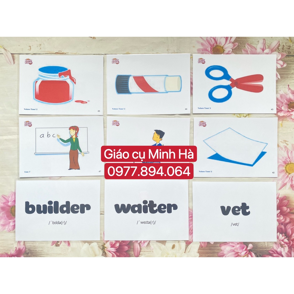 Flashcards Family and Friends Starter- phiên bản 2nd -Thẻ từ vựng  và  phonics -ép plastic