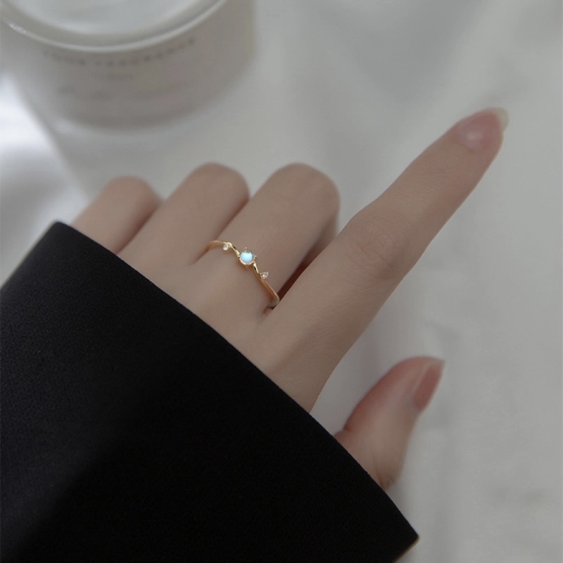 Nhẫn bạc nữ đính đá Moonstone hợp phong thủy tự chỉnh size, Nhẫn bạc Ý 925 mạ vàng 14k cao cấp DUYSON SILVER [NFXK7]