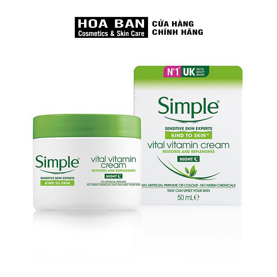 Kem Dưỡng Ngày và Đêm Simple Kind To Skin Vital Vitamin Cream SPF15 50ml