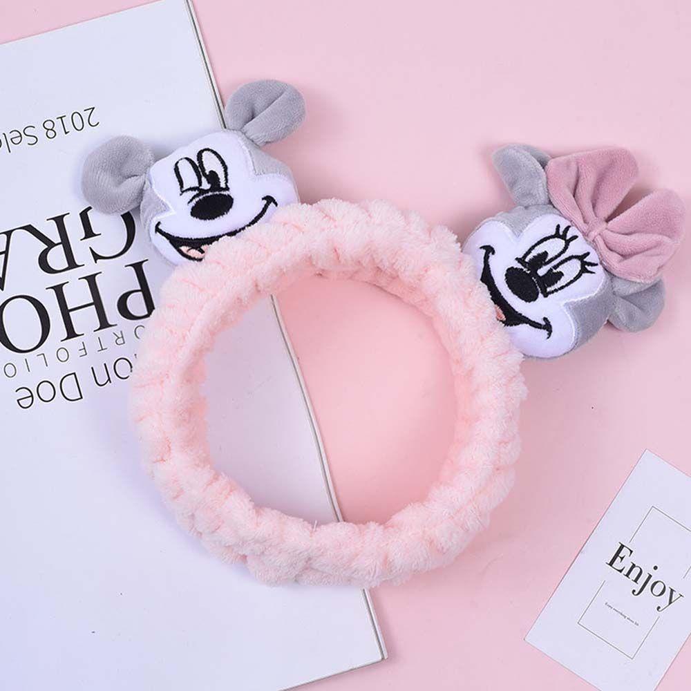 FORBETTER Băng đô cài tóc rửa mặt Hình Chuột Mickey / Minnie Bằng Vải Lông Nhung Dễ Thương Xinh Xắn