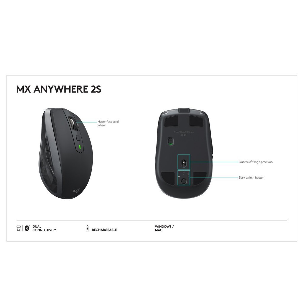 Chuột Logitech bluetooth wireless MX ANYWHERE 2S - Bảo hành 12 tháng chính hãng Digiworld