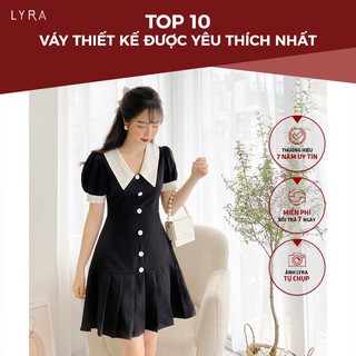 Váy nữ cổ thủy thủ thiết kế by LYRA  vải hàn cao cấp đính cúc dáng xòe tay bồng nữ tính, ngọt ngào-LXYTVD101