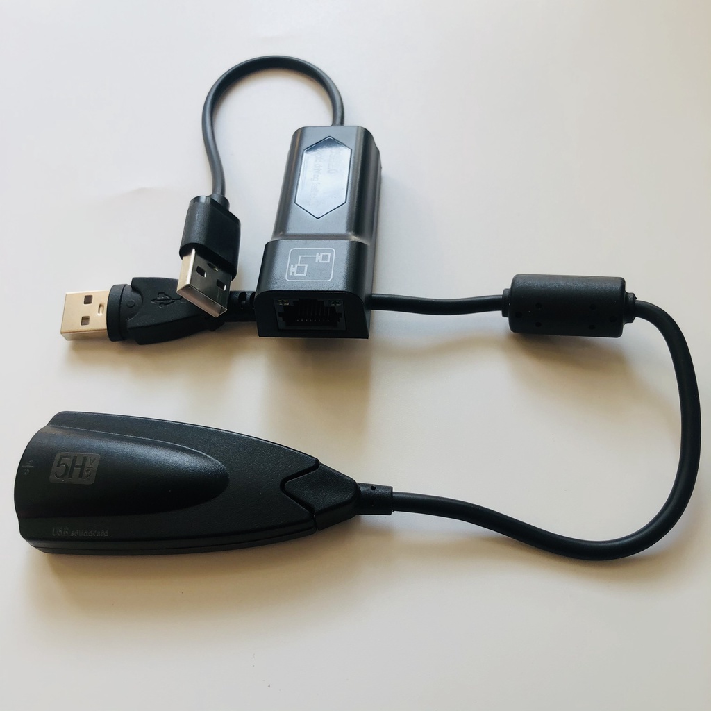 Combo Cáp Chuyển Tín Hiệu USB sang Lan 2.0 Ethernet Adapter và USB Sound 5H 7.1 Cao Cấp