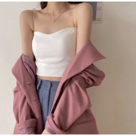 Áo hai dây sợi bún ♥️ Áo 2 dây sexy, năng động ♥️ Áo hai dây ulzzang 2 màu đen/trắng ♥️ Croptop 2 dây - ZaZi HD07