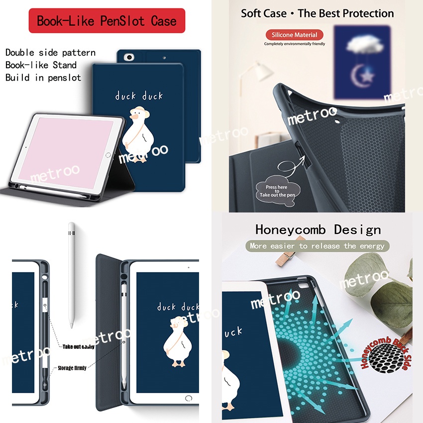 Bao Da Máy Tính Bảng Có Túi Khí Đựng Bút Cho iPad Air5 mini6 Pro11 / Air4 / 10.2 / 9.7 / 10.5 2022