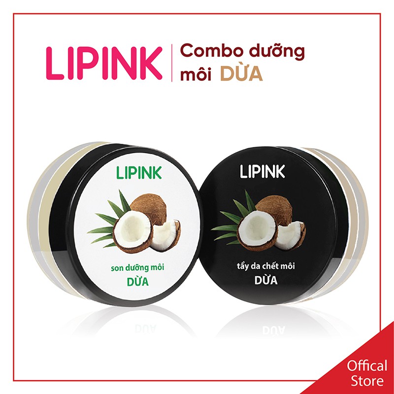 Combo dưỡng môi LIPINK Dừa - Dưỡng môi mềm mịn và hồng hào tự nhiên, ngăn ngừa bong tróc, thâm sạm môi